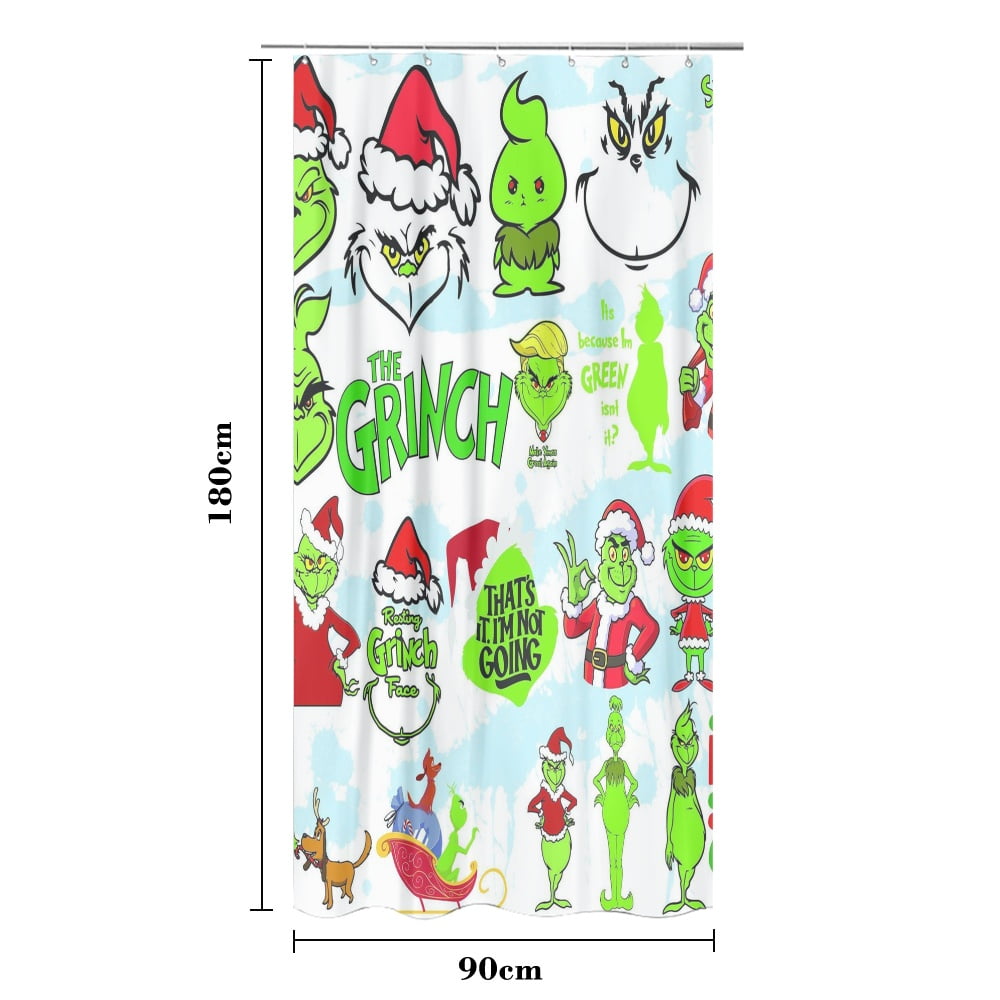 Merry Christmas Shower Curtain Set, Xmas Winter Holiday Bathroom Decor