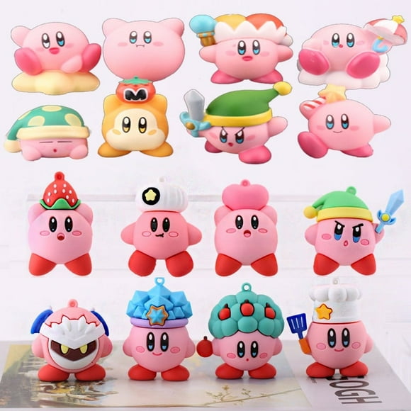 8pcs/set Doll Toys Mini Anime Cute Pink Cartoon Kirby Waddle Dee Doo Action Figure PVC Toys For Kids Gift