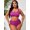 Rose Red, variant on High Waist Two Piece Bikini Women's plus Size Checkered Print Slimming Swimsuit Sexy European Style Polyester Fabric Swimwear