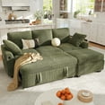 thumbnail image 4 of BedLuxury 81" Sectional Sleeper Sofa With Pull Out Bed, Storage Ottoman & USB Charging, L Shape Modern Couch for Living Room, Corduroy Green, 4 of 10