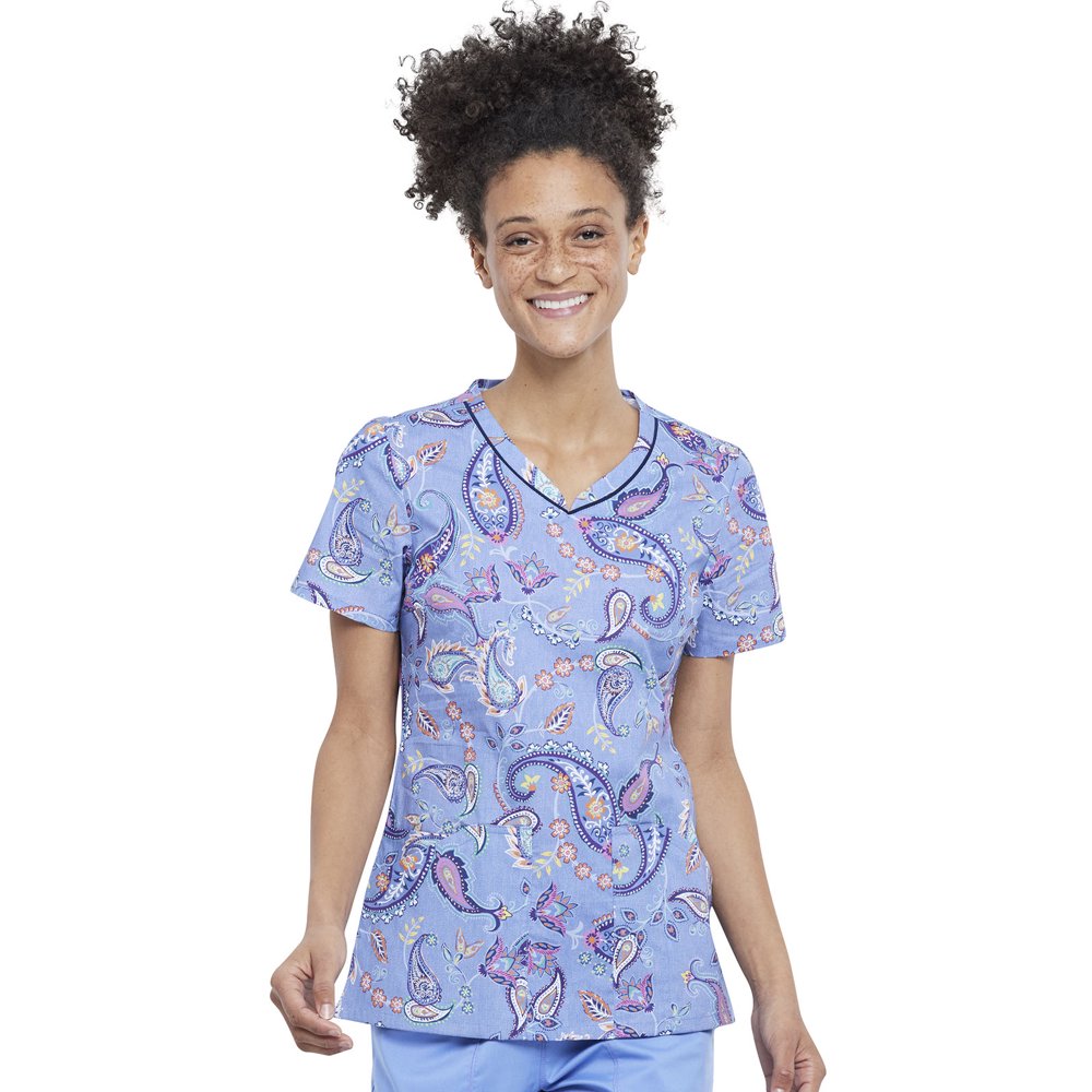 Cherokee Cherokee Prints Scrubs Top For Women VNeck Plus Size CK646