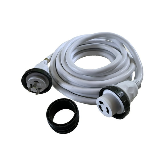 30A 125V Marine Shore Power Boat Cord Cable 25' White - 22312