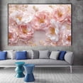 thumbnail image 2 of Mudket Pink and White Flowers with Gold Leaves Canvas Wall Art, Framed Floral Print, Ready to Hang Wall Decor for Living Room Bedroom, Luxury Style Artwork - 12"L x 8"W, 2 of 10