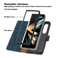 thumbnail image 4 of SaniMore Wallet Case for Samsung Galaxy Z Fold 4, Magnetic Clasp PU Leather Stand [RFID Blocking] Card Slot Flip Folio Cover with Folding Kickstand TPU Shockproof Interior Cover, Blue, 4 of 7
