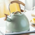 thumbnail image 4 of Kitchen Whistling Kettle Teapot Kettle 3L Large Capacity with Wooden Handle Tableware Light Green, 4 of 7