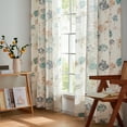 thumbnail image 4 of CURTAINKING Floral Curtains 63 inches Long Farmhouse Curtains for Living Room Bedroom Light Filtering Linen Blend Curtain Burlap Effect Drape Window Treatments 2 Panels Green Dark Blue and Tan, 4 of 10