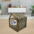 thumbnail image 3 of Art Deco Pet House, Jazz Era Inspired Vertically Aligned Peacock Feather Drawing Style, Outdoor & Indoor Portable Dog Kennel with Pillow and Cover, 5 Sizes, Pale Orange Dark Brown, by Ambesonne, 3 of 5