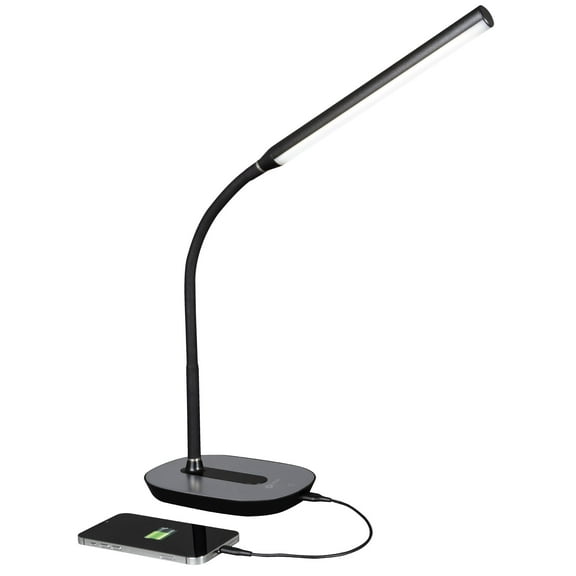 OttLite Strive LED Desk Lamp with USB Charging, Black