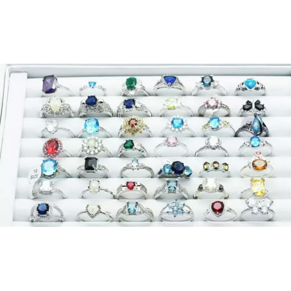 HOOUN 50/100pcs Women Rings Mix Gemstones Cocktail Party Jewelry Wholesale Gift-15pcs