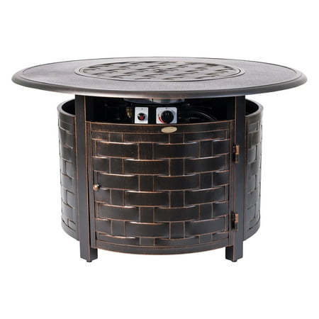 Fire Sense - Armstrong Round Aluminum LPG Fire Pit - Antique Bronze