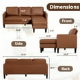 thumbnail image 5 of Magic Union Sectional Sofa,Faux Leather Mid-Century Modern Reversible Couch,L Shaped 3-Seat Sofa Couch with Chaise for Living Room,Apartment and Small Space,Orange, 5 of 11