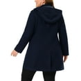 thumbnail image 3 of Unique Bargains Women's Plus Size Trench Single Breasted Detachable Hooded Overcoat, 3 of 6