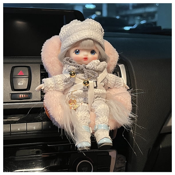 NHQZ Asiento De Coche Para Muñecas Labubu | Cojín De Felpa Suave | Clip Para Ventilación | Decoración Bonita Y Práctica | Regalo Ideal Para Coleccionistas (Rosa)