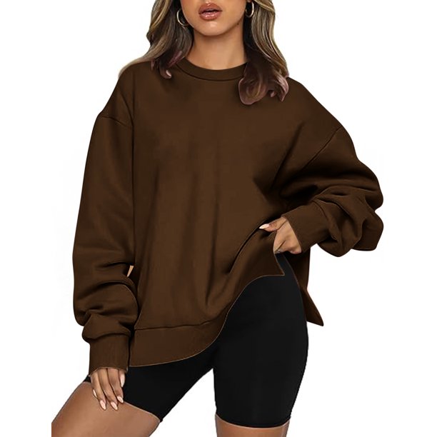 ICHUANYI Clearance Women Casual Full Sleeve Round Neck Tops Loose Blouse Print Graphic Sweatshirt(Coffee, XXL) ICHUANYI WER2023081514429