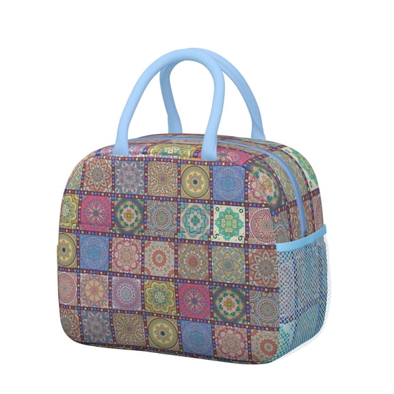 Stripes Insulated Lunch Box - Splash-Proof & Easy to Clean, Spacious for Meal Preppers (Retro Rustic)