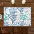 thumbnail image 2 of Ocean Coral Placemats Set of 6 Washable Table Mats for Kitchen Dining Table, Heat-Resistant Cotton Linen Place Mats for Indoor Outdoor Parties Holiday Decoration, Grey Turquoise Navy Blue, 2 of 6
