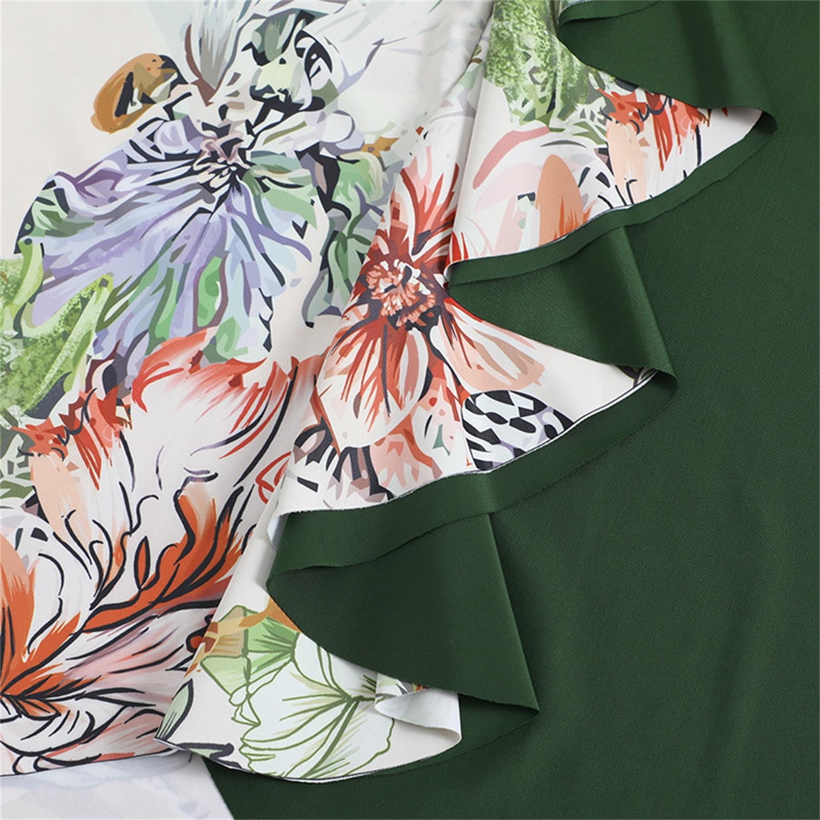 ZQGJB Sexy One Piece Tankini Swimsuit with Chiffon Wrap Around Long Skirt for Women Vintage Summer Floral Printed Tummy Control Bathing Suit 2 Piece Set #16-Green M