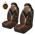 thumbnail image 3 of Uorisanigo Universal Car Seat Covers, Soft Dog Paw Brown Bear Print Auto Bucket Seat Covers Fluffy Furry Car Seats Cover Cushion Accessories for Men, Set of 2, 3 of 7