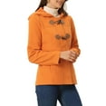 thumbnail image 4 of Unique Bargains Women's Winter Outwear Hooded Zip Up Button Toggle Pea Coat XS Orange, 4 of 6