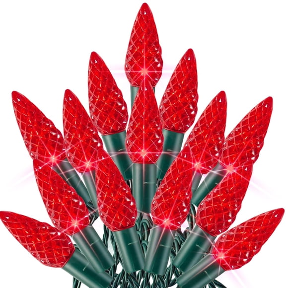 Guirnalda de luces navideñas TW SHINE C6 200 LED, 20 m, para exteriores, color rojo