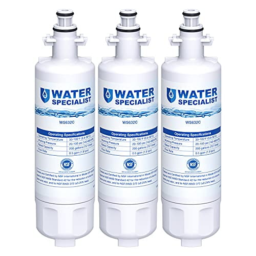 Waterspecialist 469690 ADQ36006101 Filtre à Eau pour Réfrigérateur, Remplacement pour LG LT700P, Kenmore 9690, ADQ36006102, 46-9690, LFXS30766S, WSL-3, FML-3, RFC1200A, Lot de 3