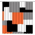 thumbnail image 4 of Black White Gray Orange Geometric Pattern Shower Curtain Abstract Modern Bathroom Decoration Fabric Bathroom Hook Set 70x70 Inches Orange Black, 4 of 6