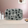 thumbnail image 5 of Unique Bargains 1 Pc Leopard Plush Drawstring Makeup Bag for Vacation Business Travel Plush Gray, 5 of 6