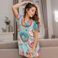 thumbnail image 3 of Easygdp Colorful Donut Camisón de manga corta para mujer, informal, estampado, 3 of 6