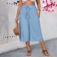 thumbnail image 2 of Hurxie Women's Plus Size Wide Leg Capri Pants Loose Lounge Cropped Culottes Summer Casual Palazzo Pants with Pockets Sky Blue,M, 2 of 7