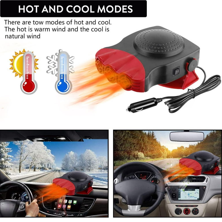 Car Heater, Portable Electronic Auto Heater Fan Fast Heating Defrost 12V  150W Car Defrost Defogger 2 in1 Fast Heating or Cooling Fan Defrost