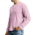 thumbnail image 4 of QHRMKOG Henley Shirts for Men Long Sleeve Modern Fit Thermal Basic Color Shirt Comfort T-Shirt Trendy Pullover Top Pink XL, 4 of 9