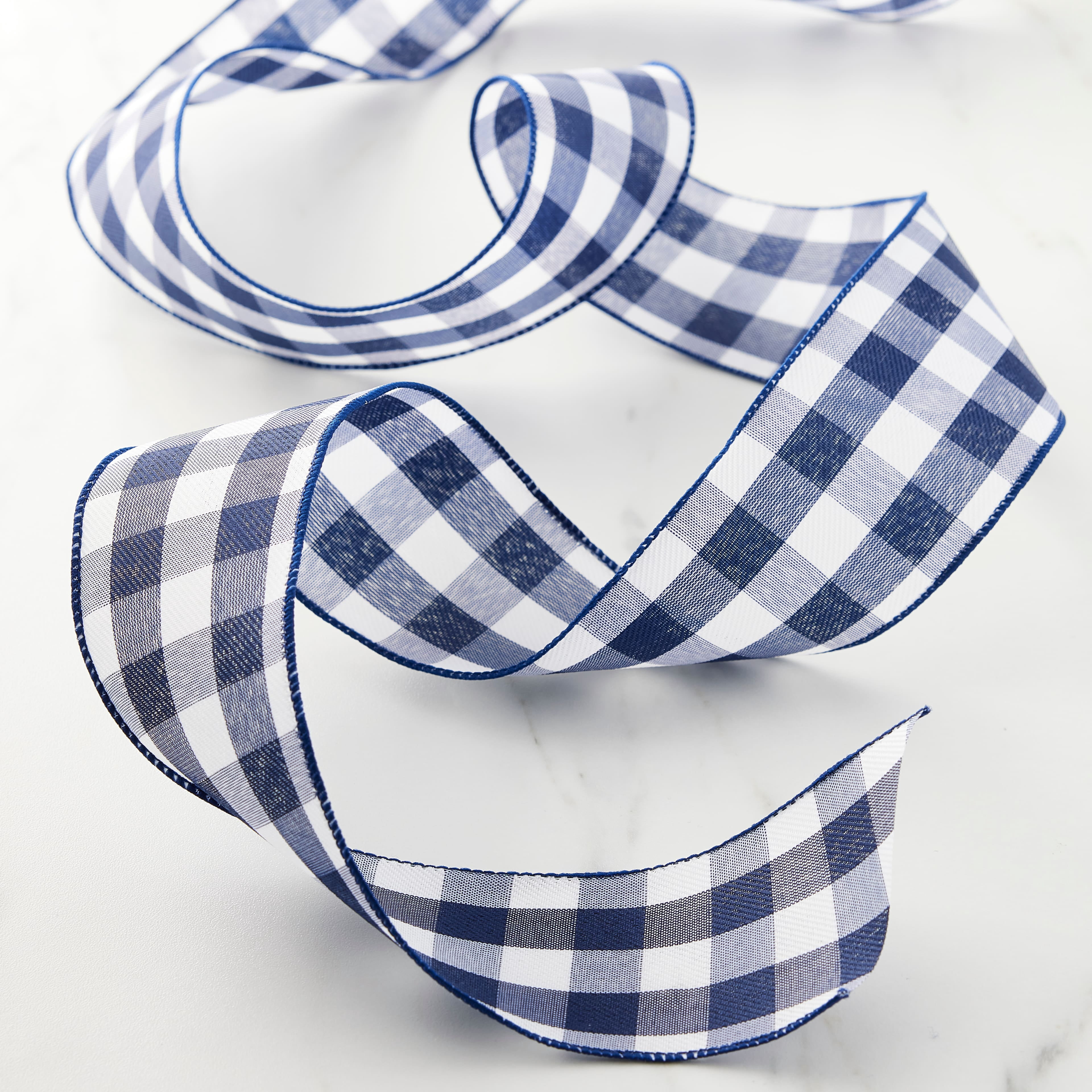 12 Pack: 2.5" x 8.3yd. Wired Gingham Ribbon by Celebrate It