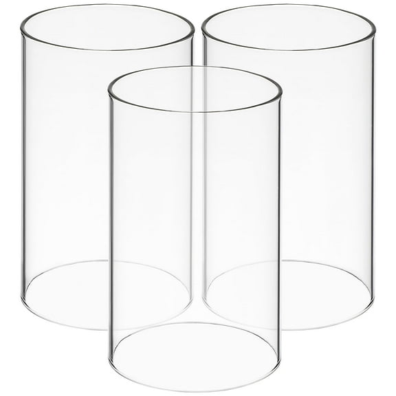 AUQ 3pcs Windproof Clear Glass Cylinder Candleholders Open Ended Candle Tube Shades