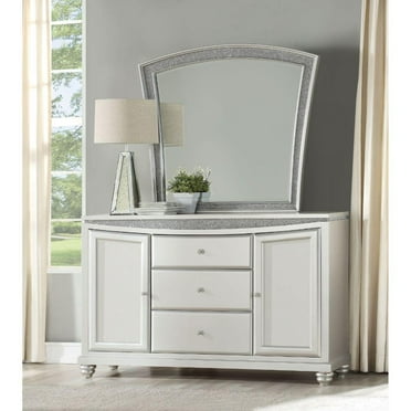 Acme Maverick 3-Drawer Wooden Server with 2 Doors in Platinum White Indoor