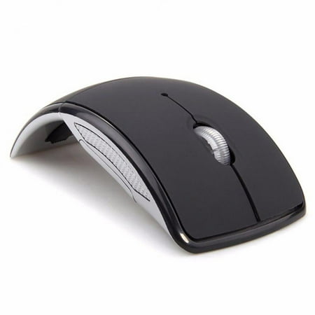 Stibadium 2.4ghz Wireless Foldable Folding Arc Optical Mouse for Microsoft Laptop Notebook - Black