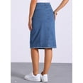thumbnail image 4 of DARING DIVA Women's Button Down Frayed Raw Hem Jean Midi Skirt L Mid Blue, 4 of 6
