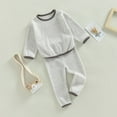thumbnail image 3 of Musuos Baby Girls Boys Autumn Outfit Sets 4 10 18 24M 3T Long Sleeve O Neck Tops + Contrast Color/Striped Pants, 3 of 9