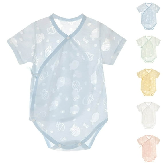 YHAJDS Newborn Baby Boy Girl Short Sleeve Print Cotton Romper Jumpsuit Pants Summer Bodysuit