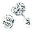thumbnail image 1 of Pendientes de botón inicial PROSTEEL de Plata esterlina para mujer letra S circonita cúbica, 1 of 8