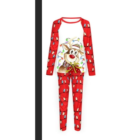 

Christmas Pajamas for Family Deer Tops + String Light Pants Set