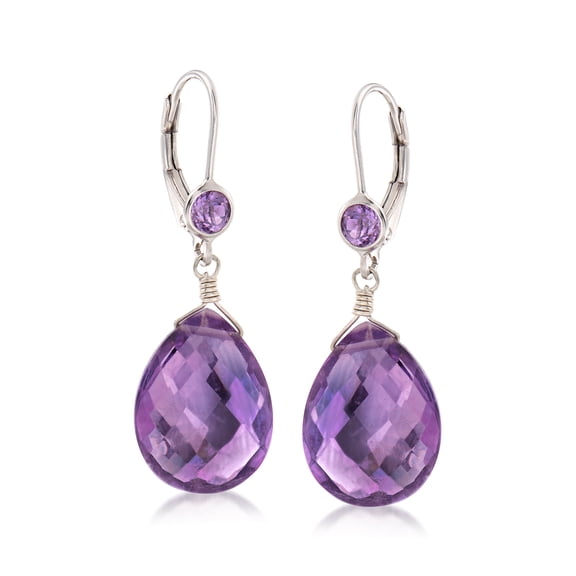 Ross-Simons 14.80 ct. t.w. Amethyst Drop Earrings in Sterling Silver, Women's, Adult