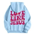 thumbnail image 5 of Essentials Women's Hoodie Christian Love Like Jesus Faith God Religious Long Sleeve Letter Print Hooded Winter Y2k Clothes Light Blue, 5 of 7