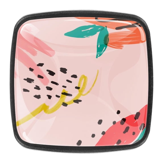 4 Pcs Square Cabinet Handle Cupboard Knob Drawer Pulls Handle Summer Background Drawer Knobs with Screws Furniture Decoration