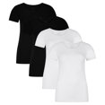 thumbnail image 1 of Bamboo basics Camiseta de mujer KATE, paquete de 4 - Camiseta interior, cuello redondo, camiseta simple Negro/blanco XL (X-Large), 1 of 7
