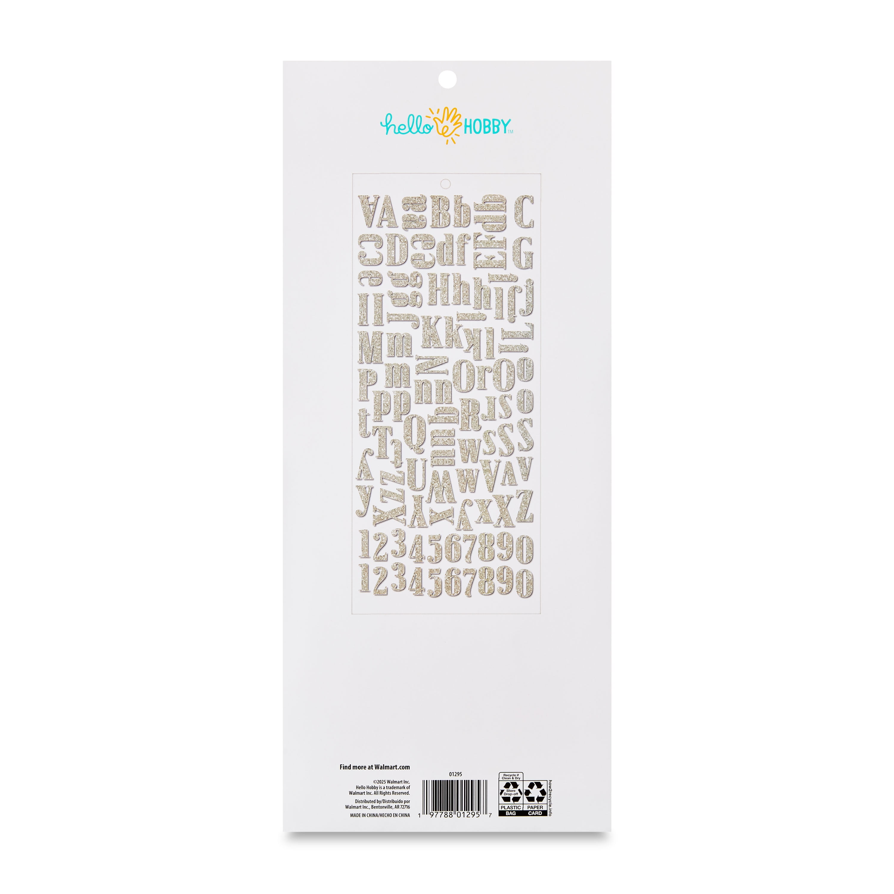 Hello Hobby Silver Glitter Foam Alphabet Stickers, 104 Count