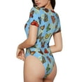 thumbnail image 3 of Easygdp Multicolored Butterflies Women's One-Piece Swimsuit Slim Fit Crew Neck Bodysuit Athletic Swimwear with Concealed Buckle - X-Large, 3 of 9