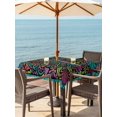 thumbnail image 2 of Outdoor Tablecloth with Umbrella Hole and Zipper, Abstract Flower Square Table Cloth 60x60 Inch Waterproof Tablecloth, Vintage Botanical Geometric Floral Picnic Table Cover for Patio Camping, 2 of 7