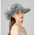 thumbnail image 3 of Dalrosia Big Brim Hat Organza Hats Summer Beach Cap Tea Party Wedding Fascinator Church Hats, 3 of 5