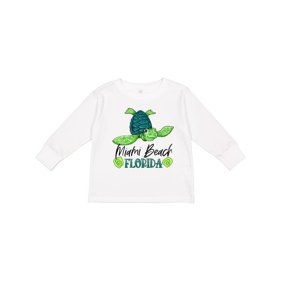Inktastic Miami Beach, Florida Happy Sea Turtle Boys or Girls Long Sleeve Toddler T-Shirt