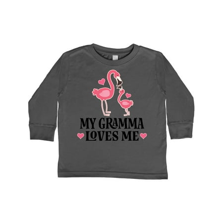 

Inktastic Gramma Loves Me Girl Flamingo Gift Toddler Toddler Girl Long Sleeve T-Shirt